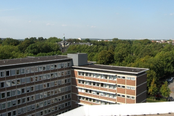 Blick auf das Schloss vom Dach des Landgerichts aus