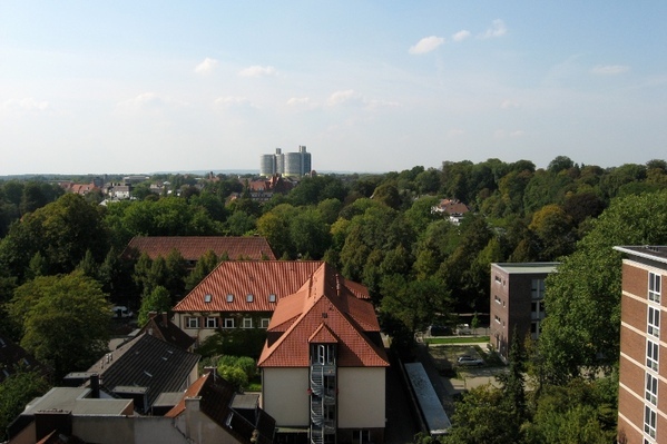 Blick auf die Uniklinik vom Dach des Landgerichts aus